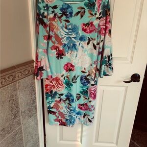 Calvin Klein Floral Midi Skirt - Blue and Pink